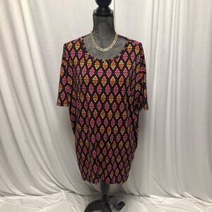 LuLaRoe Irma Top Womens Size Small Black Pink Orange Stretchy Oversized Tunic